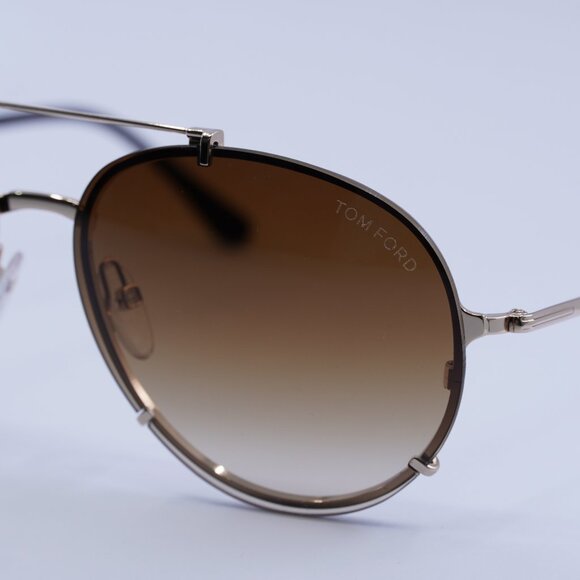 Tom Ford Dickon FT0527 28F Sunglasses Gold Aviator Frame, Brown Lenses - Picture 2 of 9